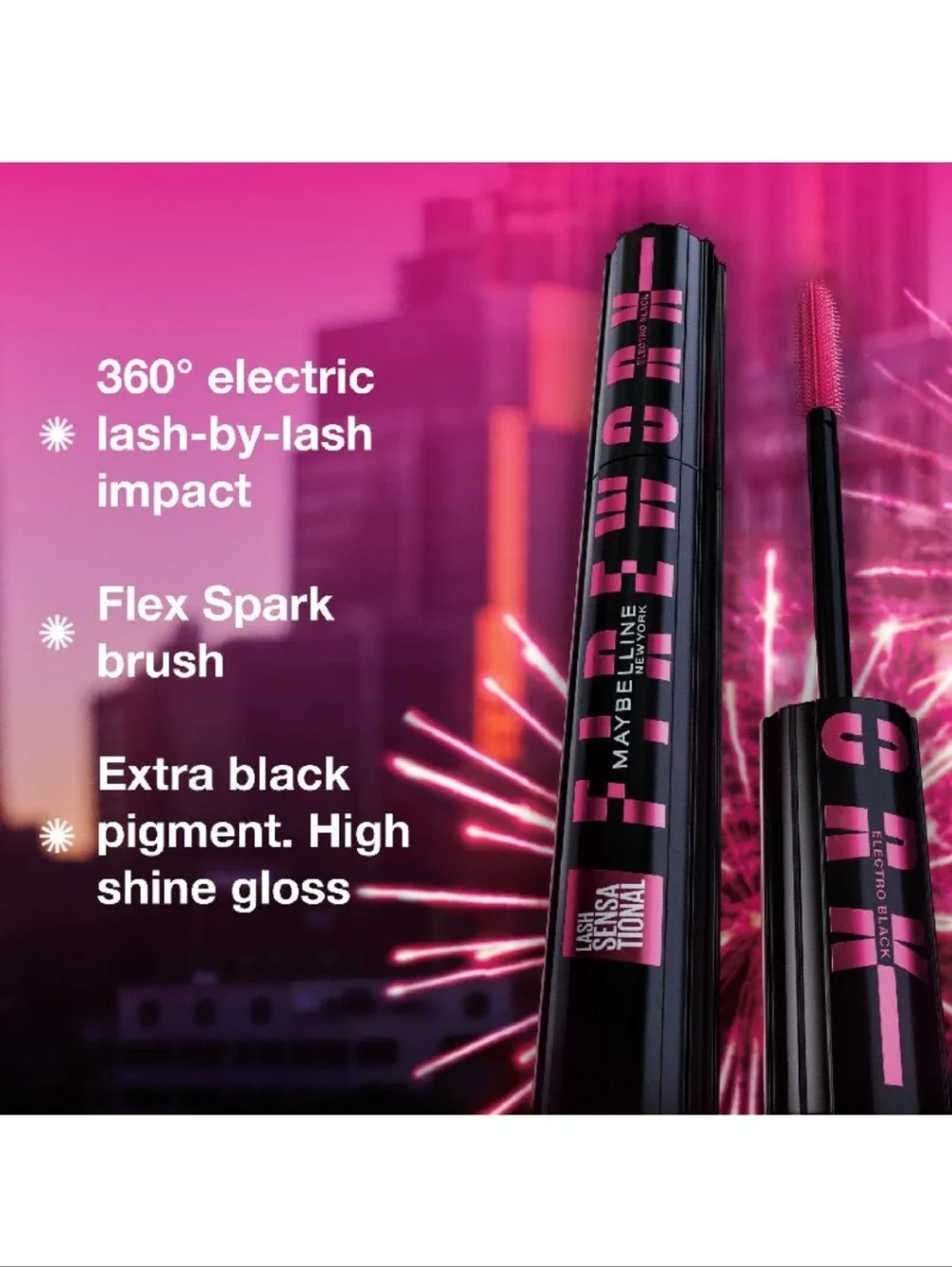 🐢2/$15 Maybelline Lash Sensational Firework Washable Mascara Electro Black